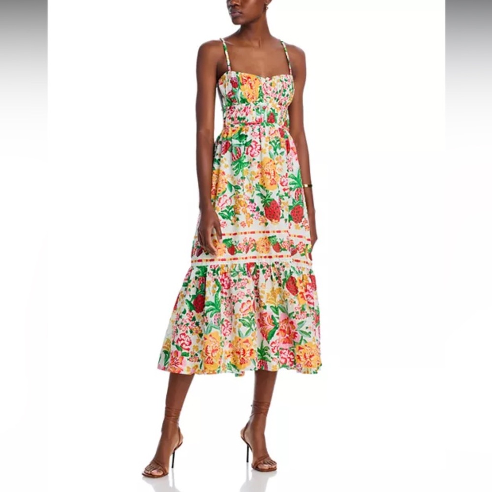 White floral sketch midi dress